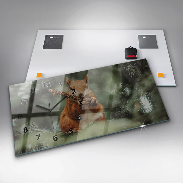 Reloj de cristal horizontal Ardilla y fauna salvaje