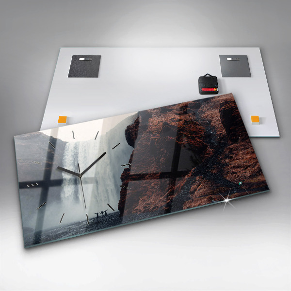 Reloj de cristal horizontal Cascada Paisaje de Islandia
