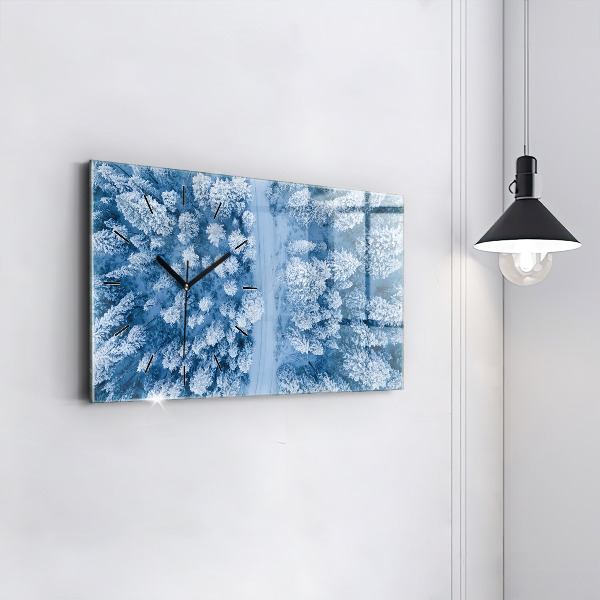 Reloj de cristal horizontal Bosque a vista de pájaro Drone