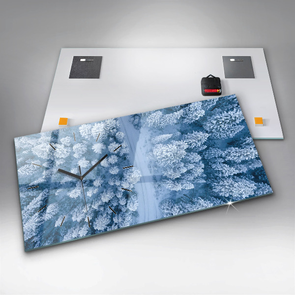 Reloj de cristal horizontal Bosque a vista de pájaro Drone