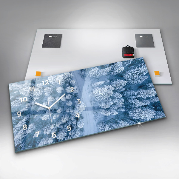 Reloj de cristal horizontal Bosque a vista de pájaro Drone