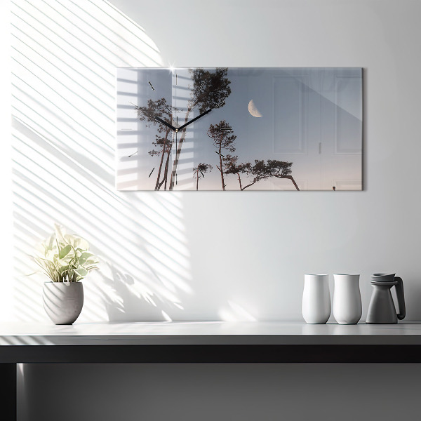 Reloj horizontal Media luna y árboles