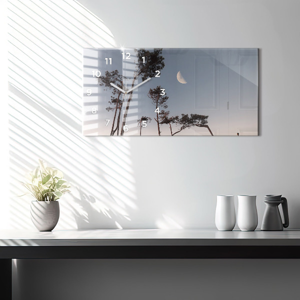 Reloj horizontal Media luna y árboles