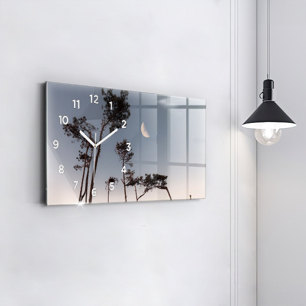 Reloj horizontal Media luna y árboles