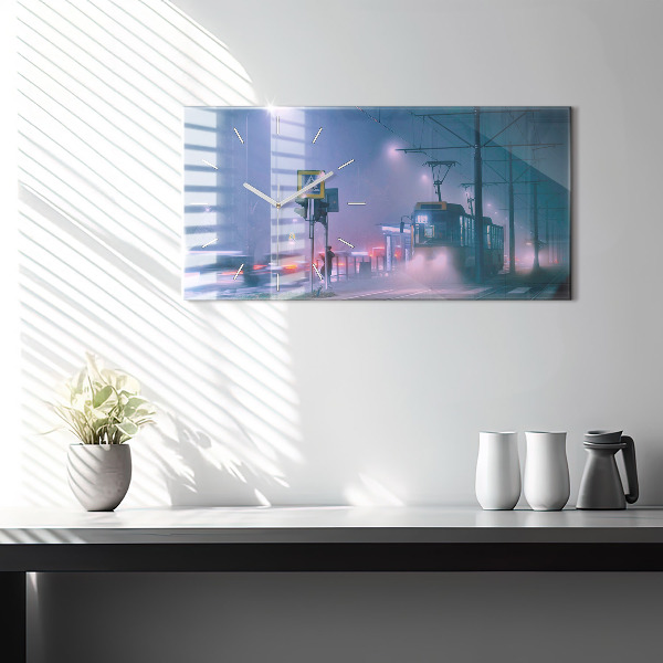 Reloj horizontal Varsovia en la niebla