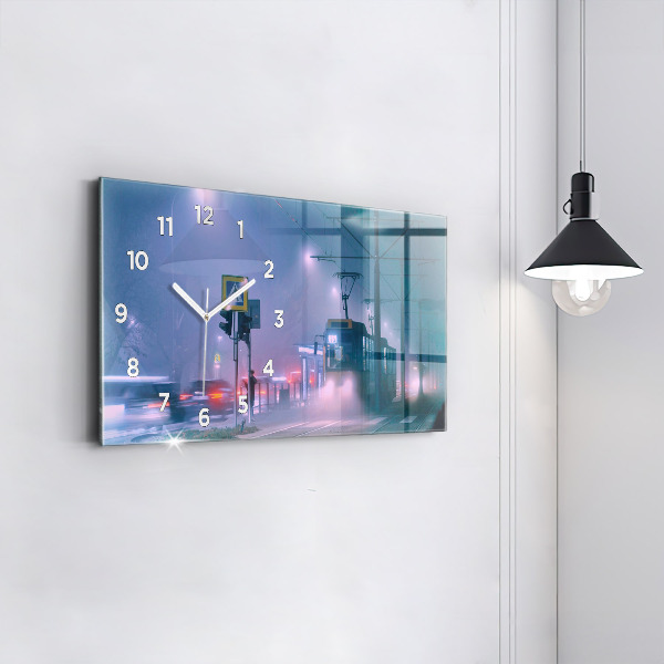 Reloj horizontal Varsovia en la niebla