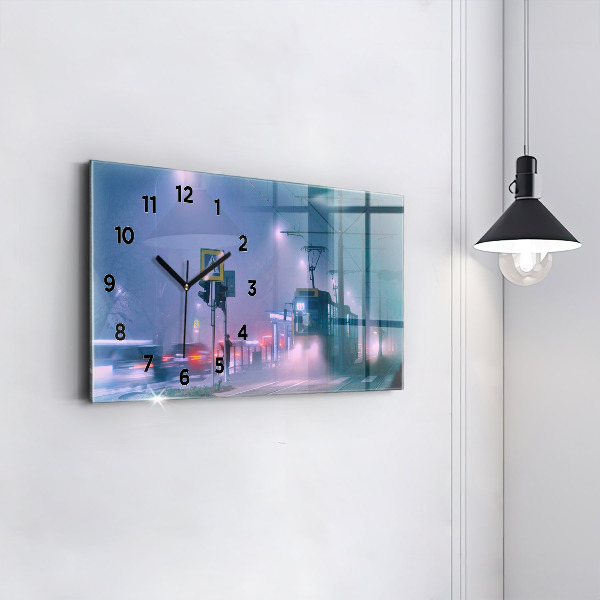 Reloj horizontal Varsovia en la niebla