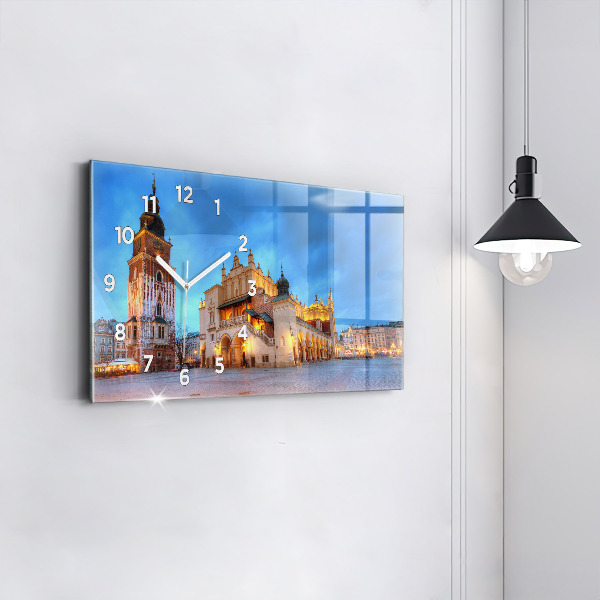 Reloj de cristal horizontal Plaza del Mercado Principal en Cracovia