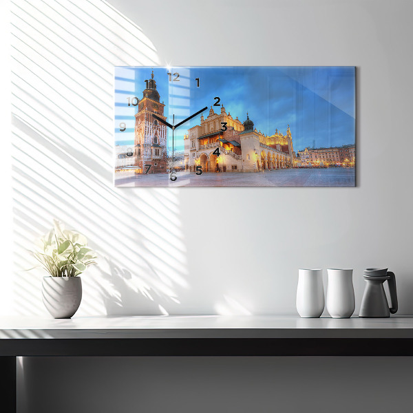 Reloj de cristal horizontal Plaza del Mercado Principal en Cracovia