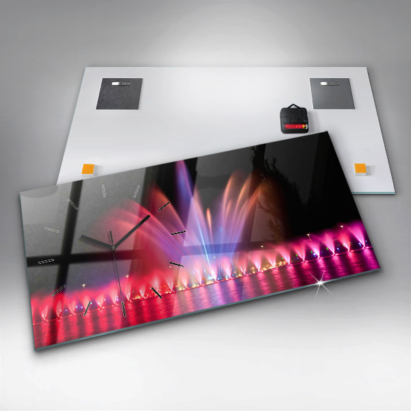 Reloj de cristal horizontal Fuente de Wrocław por la noche