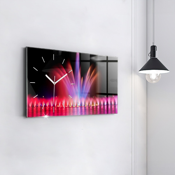 Reloj de cristal horizontal Fuente de Wrocław por la noche