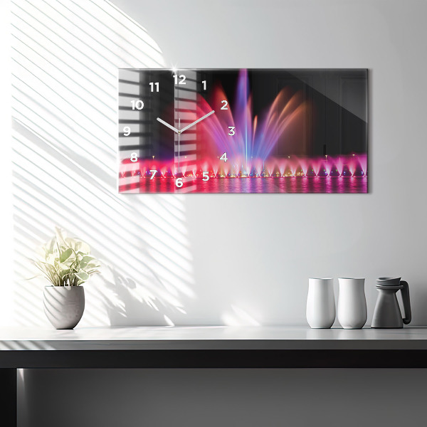 Reloj de cristal horizontal Fuente de Wrocław por la noche