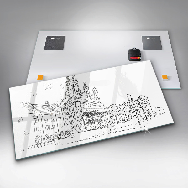 Reloj de cristal horizontal Boceto de la ciudad vieja de Poznan