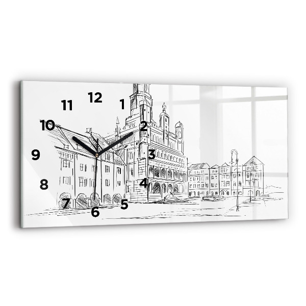 Reloj de cristal horizontal Boceto de la ciudad vieja de Poznan