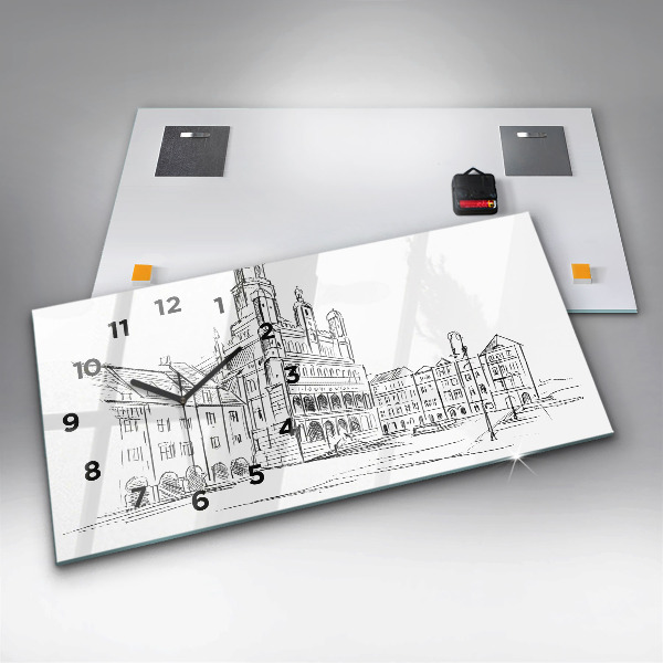 Reloj de cristal horizontal Boceto de la ciudad vieja de Poznan