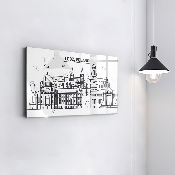 Reloj horizontal Łódź arquitectura panorama