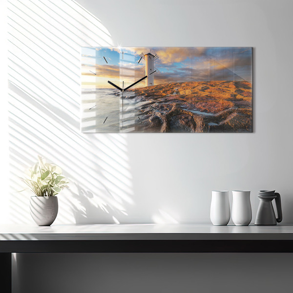 Reloj de cristal horizontal Faro y mar Báltico