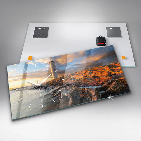 Reloj de cristal horizontal Faro y mar Báltico