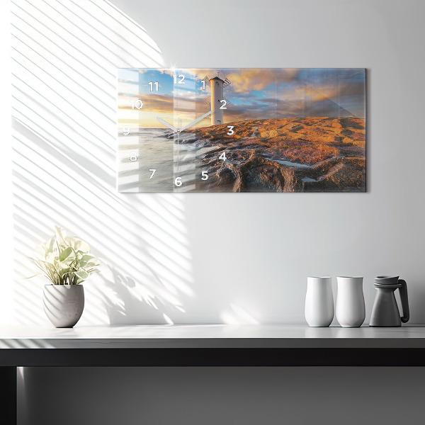 Reloj de cristal horizontal Faro y mar Báltico