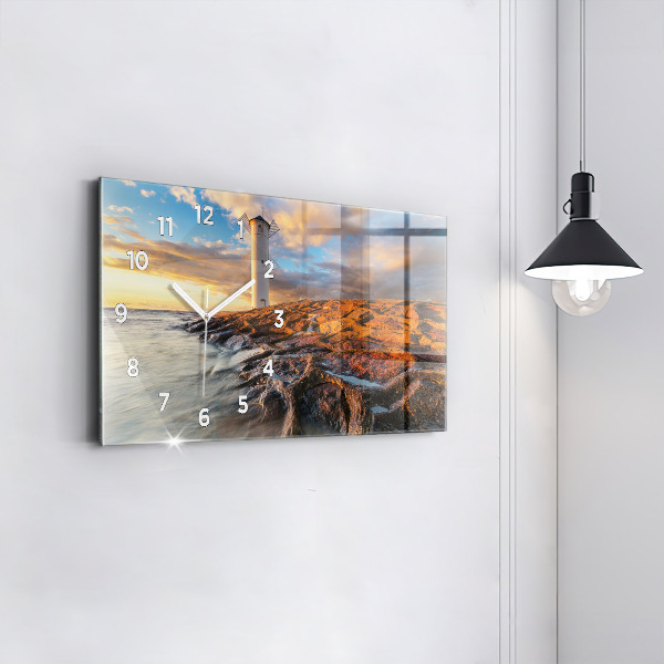 Reloj de cristal horizontal Faro y mar Báltico