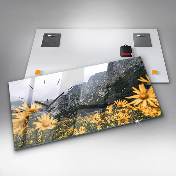 Reloj horizontal Pradera de flores en las montañas