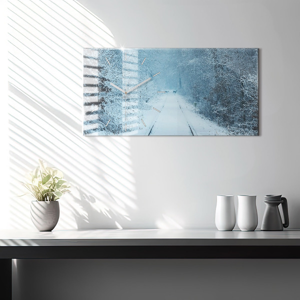 Reloj de cristal horizontal Ciervos en las vías