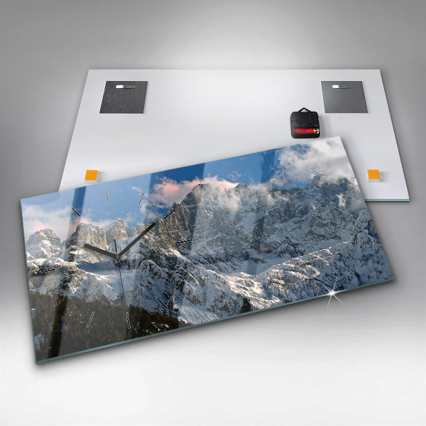 Reloj de cristal horizontal Montañas bajo el cielo azul