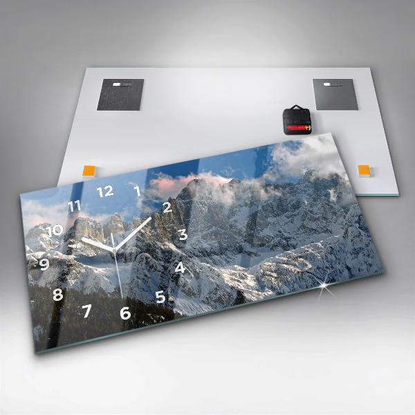 Reloj de cristal horizontal Montañas bajo el cielo azul