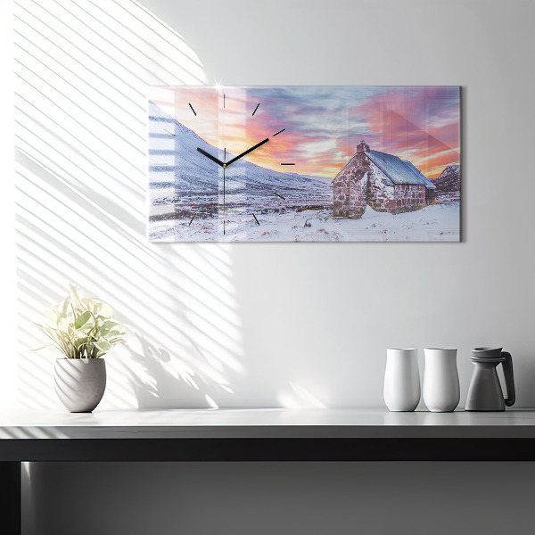 Reloj horizontal Cabaña en las montañas