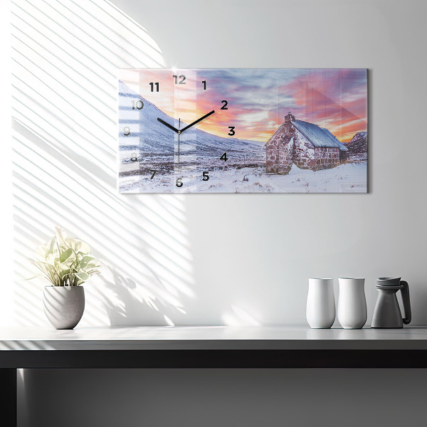 Reloj horizontal Cabaña en las montañas