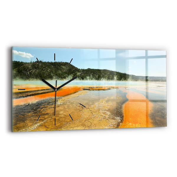 Reloj de cristal horizontal Lago con montañas