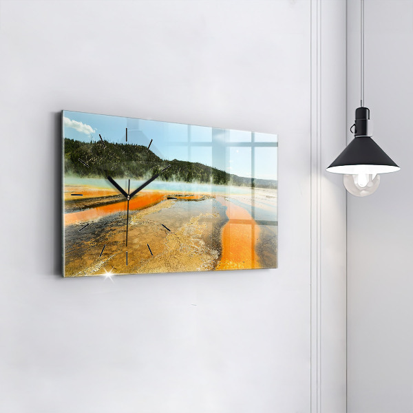 Reloj de cristal horizontal Lago con montañas