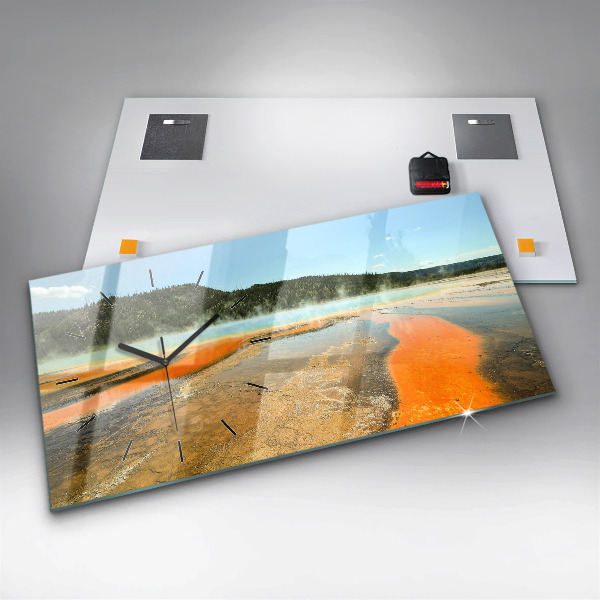 Reloj de cristal horizontal Lago con montañas