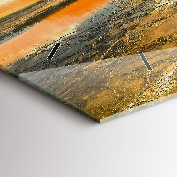 Reloj de cristal horizontal Lago con montañas