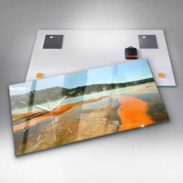 Reloj de cristal horizontal Lago con montañas