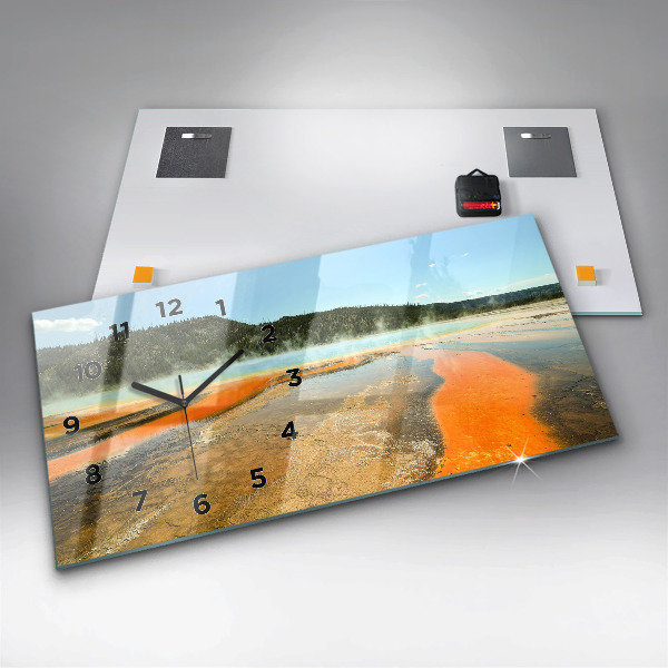 Reloj de cristal horizontal Lago con montañas