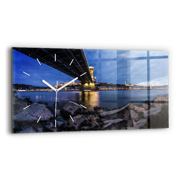 Reloj de cristal horizontal Costa rocosa bajo el puente