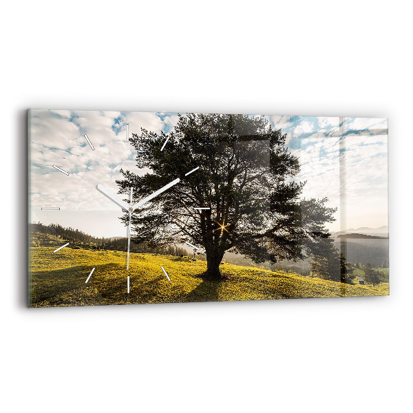 Reloj de cristal horizontal Árbol en una colina