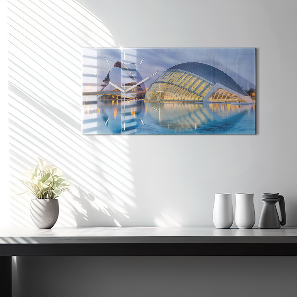 Reloj de cristal horizontal Atardecer en la ciudad