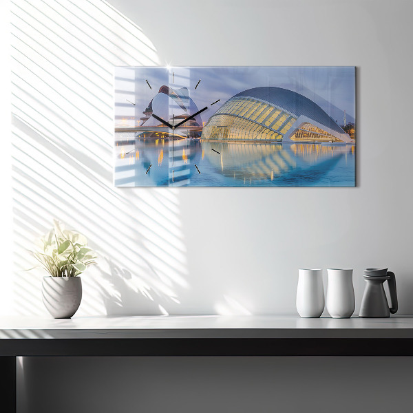 Reloj de cristal horizontal Atardecer en la ciudad