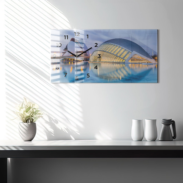 Reloj de cristal horizontal Atardecer en la ciudad