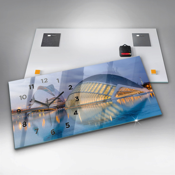 Reloj de cristal horizontal Atardecer en la ciudad