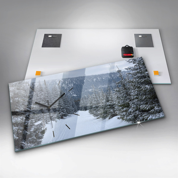 Reloj de cristal horizontal Montañas gigantes checas en invierno