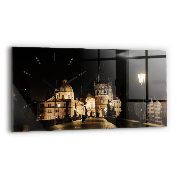 Reloj de cristal horizontal Puente de Carlos en Praga