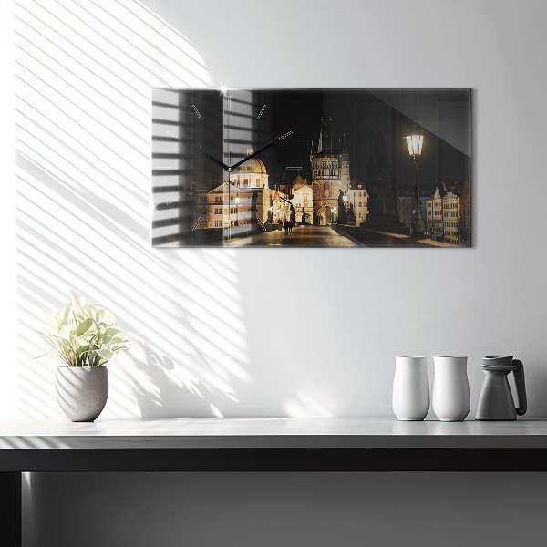 Reloj de cristal horizontal Puente de Carlos en Praga