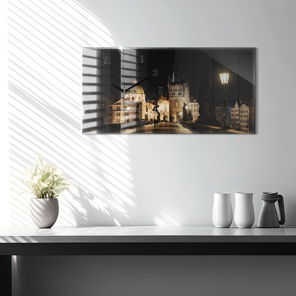 Reloj de cristal horizontal Puente de Carlos en Praga