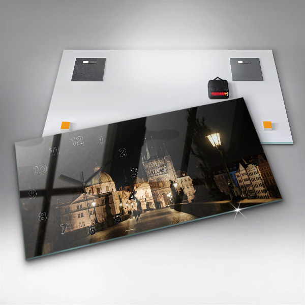 Reloj de cristal horizontal Puente de Carlos en Praga