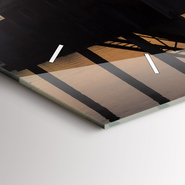 Reloj horizontal Puesta de sol sobre un lago