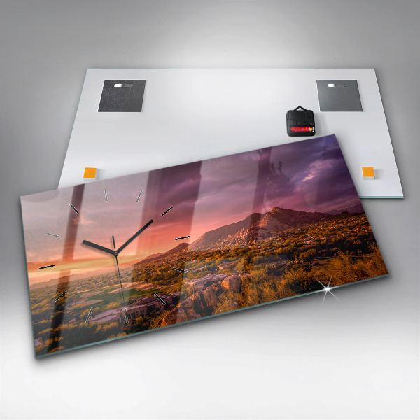 Reloj de cristal horizontal Puesta de sol en el norte de Scottsdale