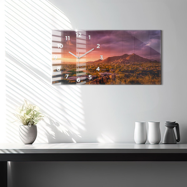 Reloj de cristal horizontal Puesta de sol en el norte de Scottsdale